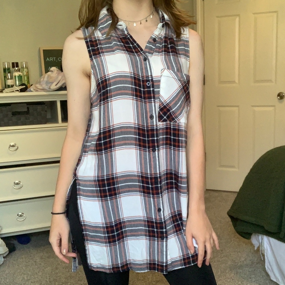 NWOT Garage Long Plaid Tunic